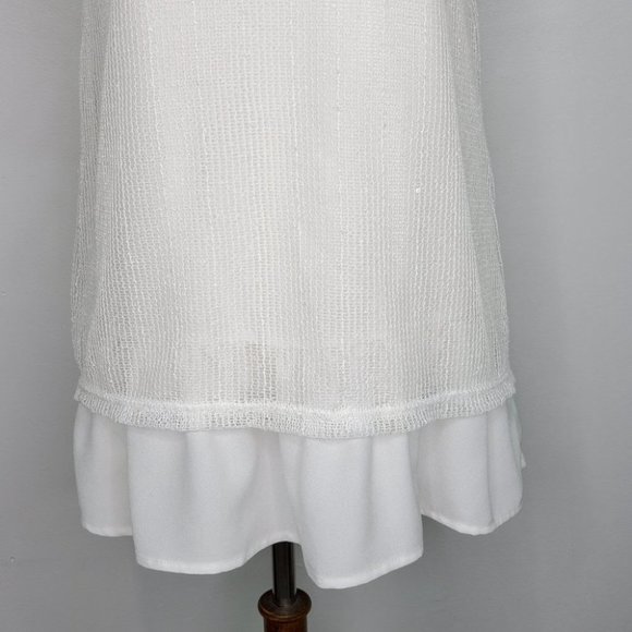 Simply Noelle Off White Layered Bottom Ruffle Sequins Top Blouse,  S/M (8-10) - Picture 3 of 15